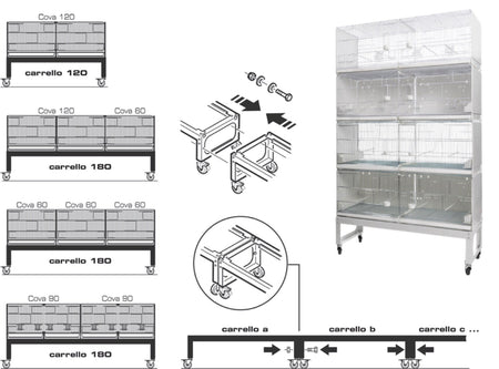 2GR Trolley cm 180 for Breeding Cages Art.419 - New York Bird Supply