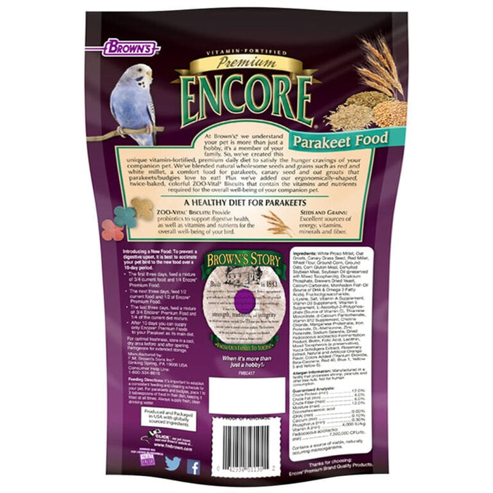 Brown's Encore Premium Parakeet Food 2lb
