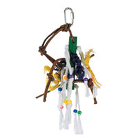 Hagen Living World Junglewood Bird Toy, Small Wood Peg with Ropes, Leather Strips and Beads