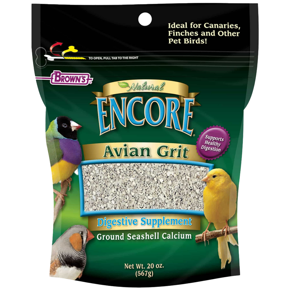 Brown's Encore Natural Avian Grit Digestive Supplement Canaries and Finch 20 oz