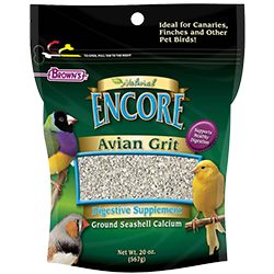 Brown's Encore Natural Avian Grit Digestive Supplement Canaries and Finch 20 oz