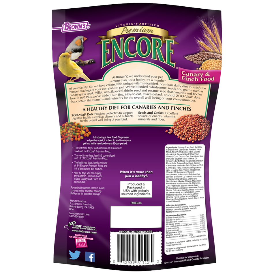 Brown's Encore Premium Canary & Finch Food 1 lb