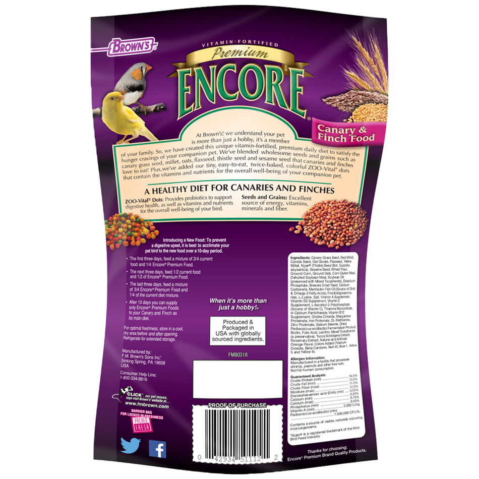 Brown's Encore Premium Canary & Finch Food 22.5 lb