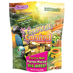 Brown's Tropical Carnival Gourmet Treats Fruit & Nut Parrot-Macaw Big Bites! 10 oz