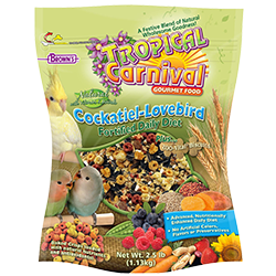 Brown's Tropical Carnival Natural Gourmet Food Cockatiel-Lovebird Fortified Daily Diet 2.5 lb
