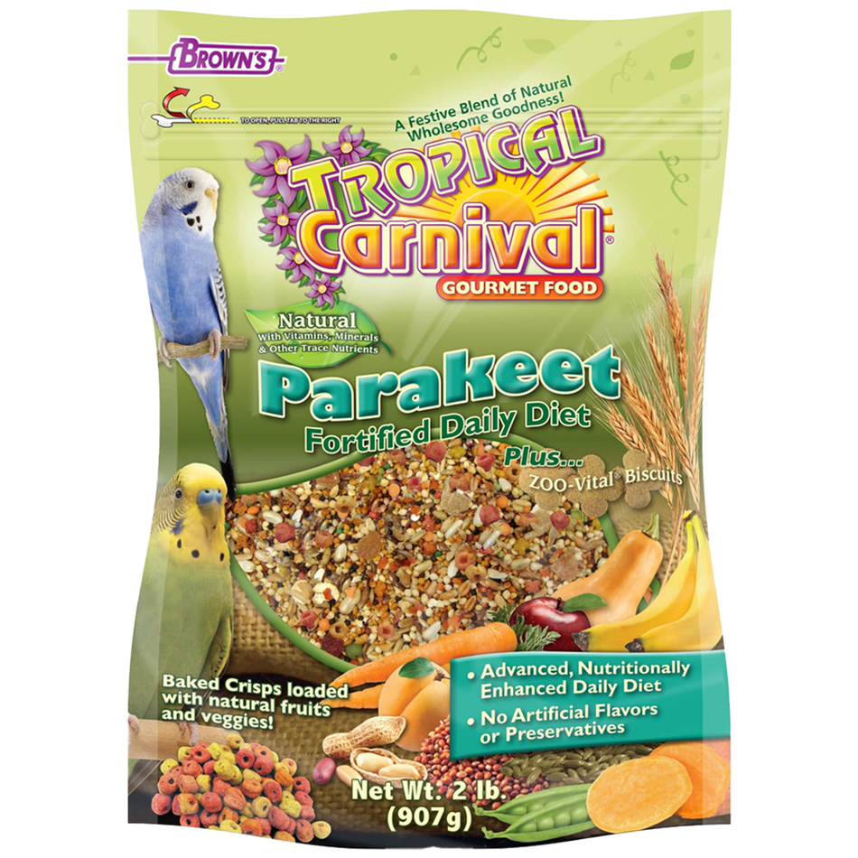 Brown's Tropical Carnival Natural Gourmet Food Parakeet Fortified Daily Diet 2 lb