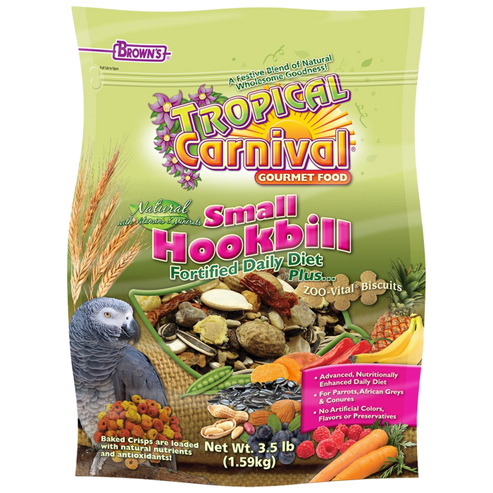 Brown's Tropical Carnival Natural Gourmet Food Small Hookbill Fortified Daily Diet 3.5 lb