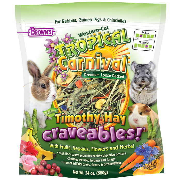 Brown's Tropical Carnival Premium Loose-Packed Timothy Hay Craveables! 24 oz