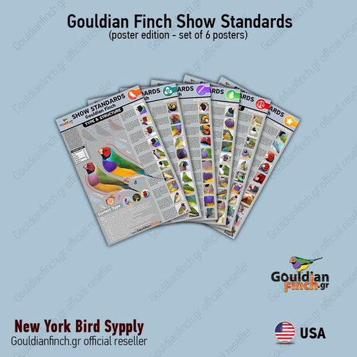 Gouldian Finch SHOW STANDARDS - basic elements set 6 posters