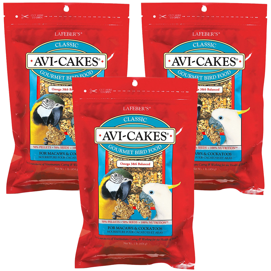 Lafeber Classic Avi-Cakes for Macaws & Cockatoos  1 lb, 3 Pack