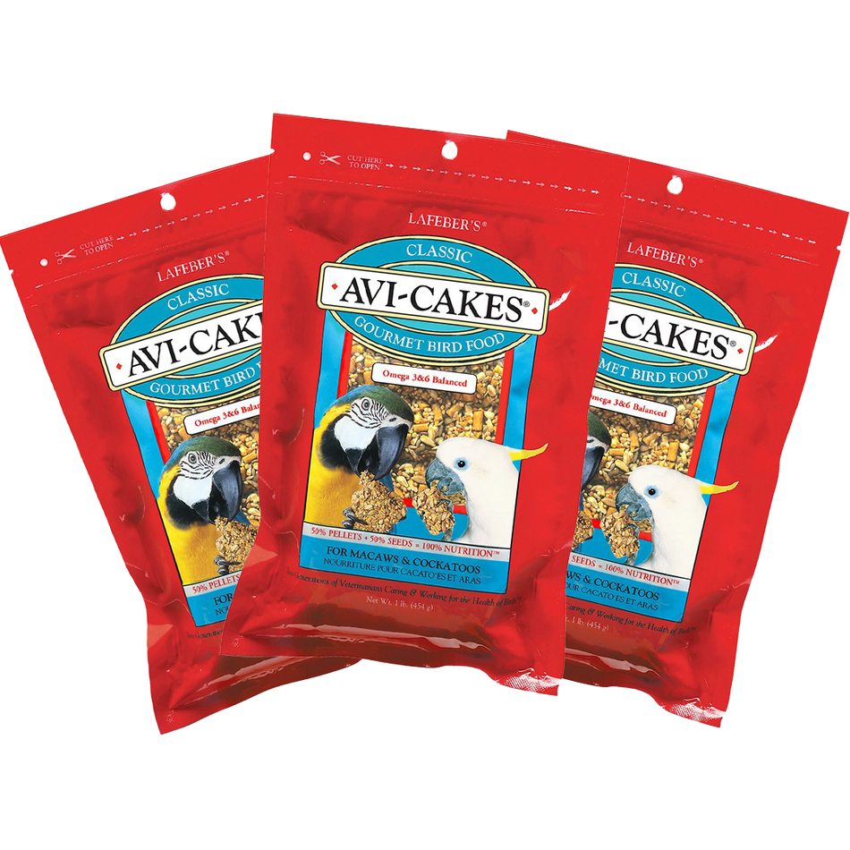 Lafeber Classic Avi-Cakes for Macaws & Cockatoos  1 lb, 3 Pack