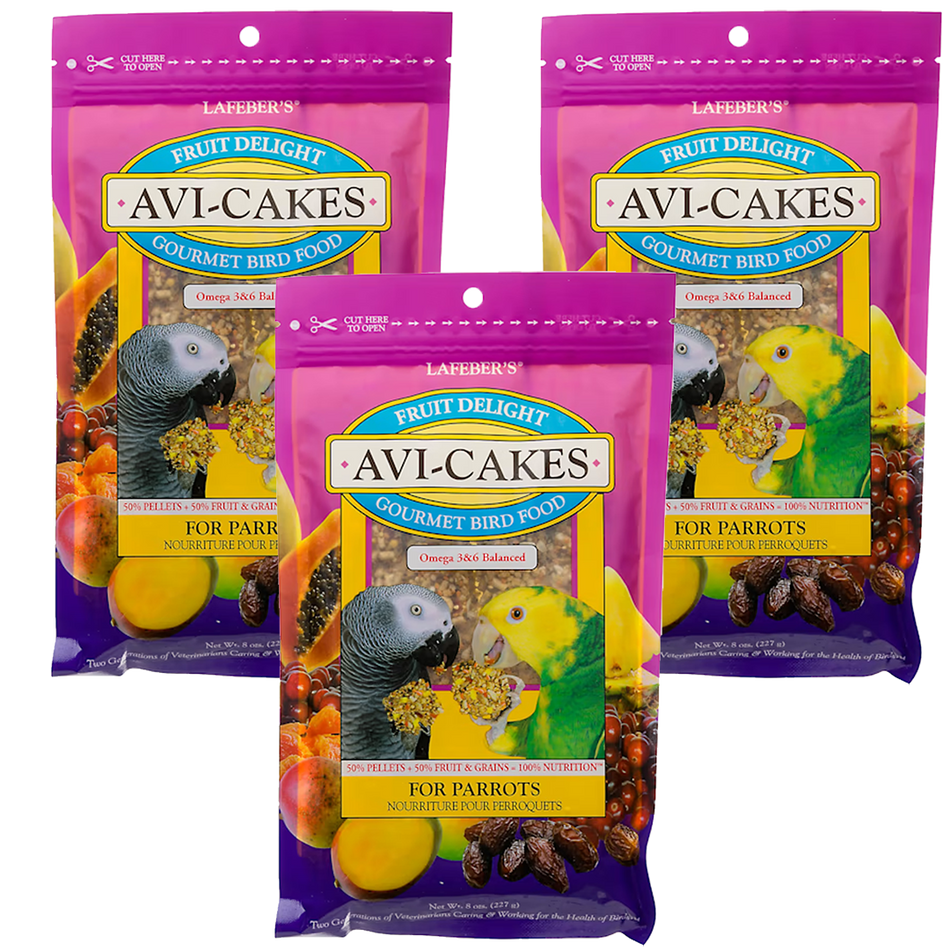 Lafeber Fruit Delight Avi-Cakes For Parrots 8 oz, 3 Pack